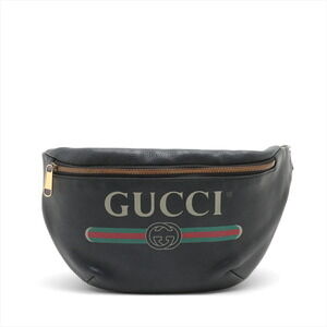 Gucci Print Belt Bag black grained calfskin leather